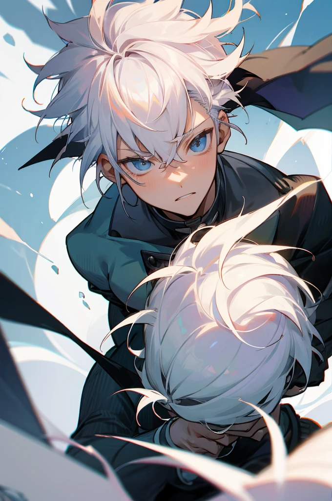 (anime boy masculino) , white hair
