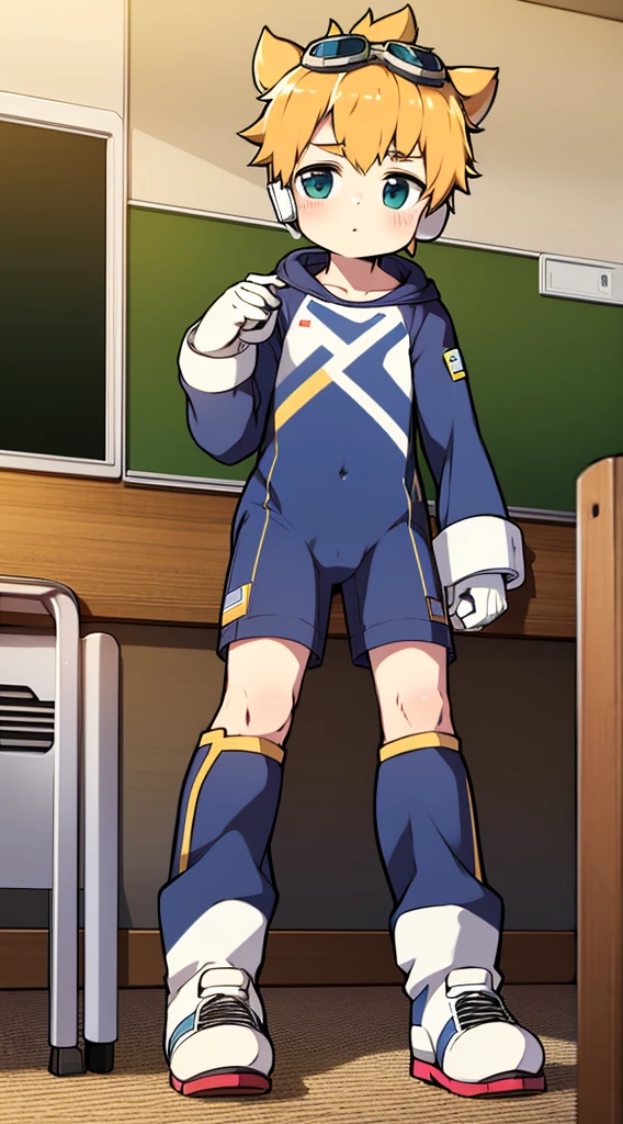 2D Shonen Shota,One-piece mountaineering suit,Put the headphones on your head,permanent,goggles,trumpet,Cow ears,sports shoes,classroom