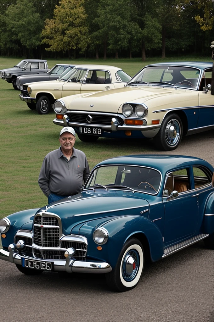 Dad and each in a classic car
