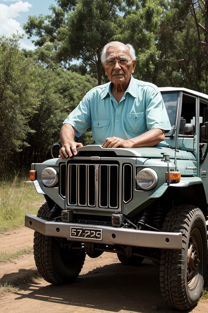 Grandpa infront of land cruiser
