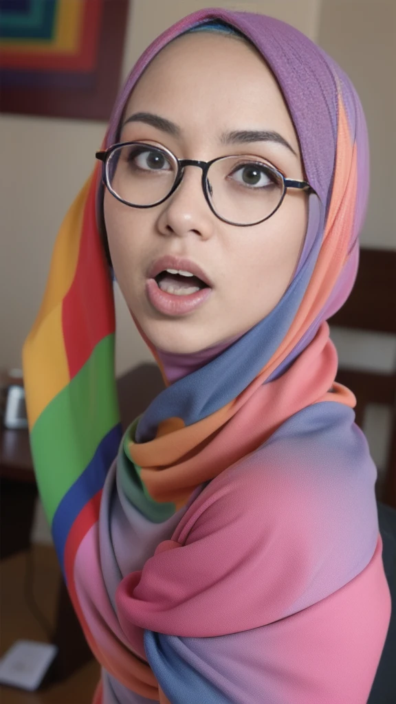 (Spectacles), ("Rainbow Hijab Floral pattern Naked"), "Long Tongue lesbian 2women