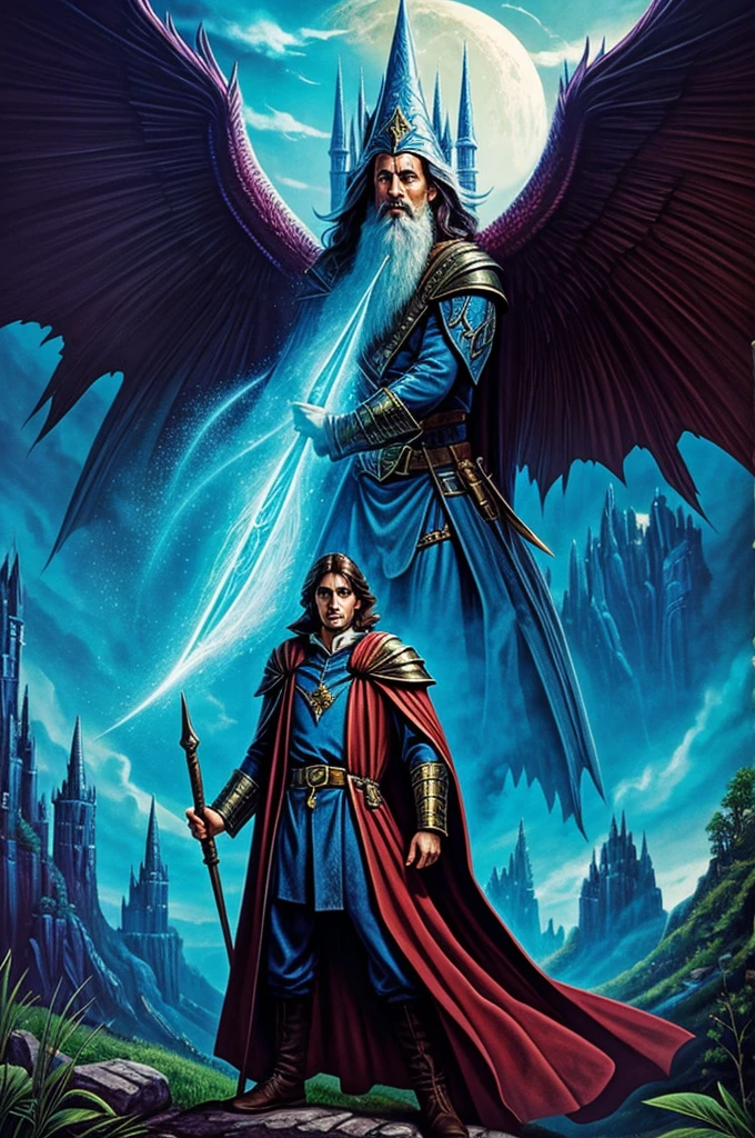 Wizard in 80s fantasy novel cover style