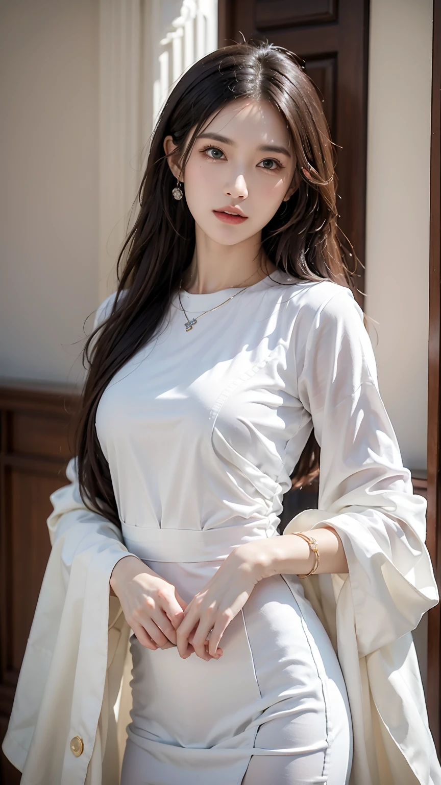 masterpiece,best quality,ultra detailed, 1women, shining skin, solo, jewelry, long hair, dress