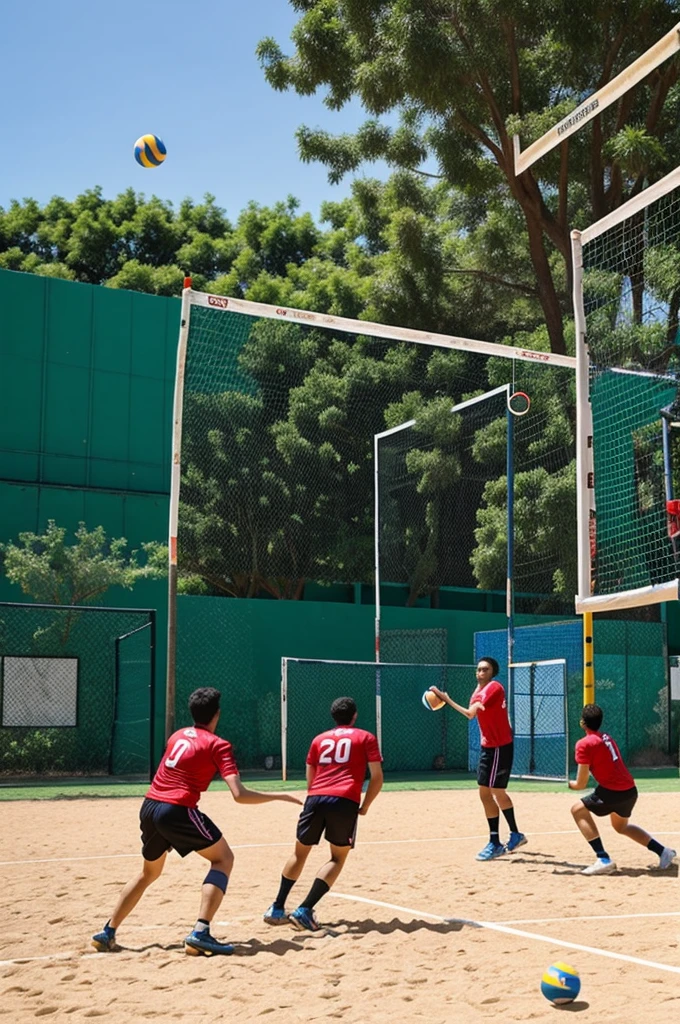 Gatos jugando voleibol