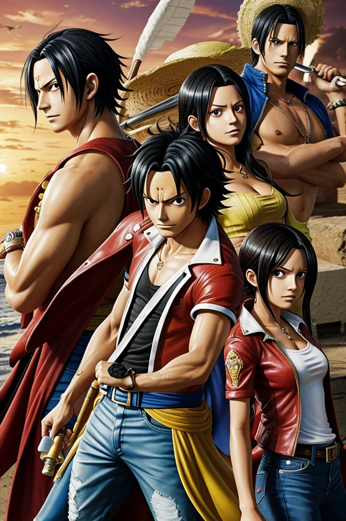 Create an image of Ace from one piece with a title that says "nuestro destino"