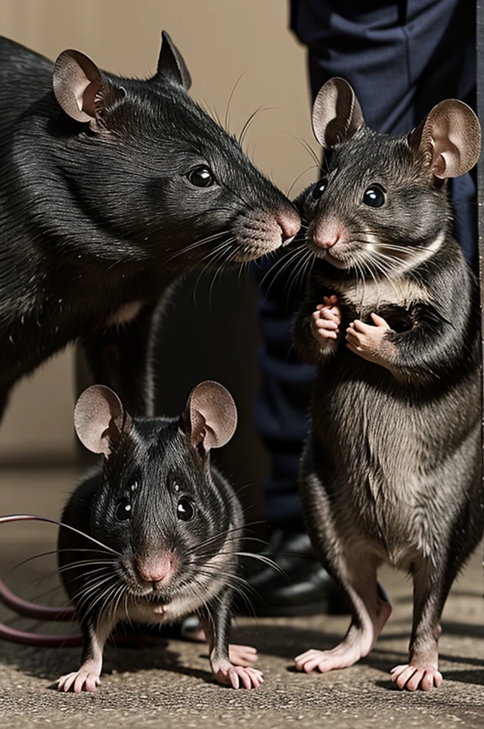 Police father mouse with black police son mouse