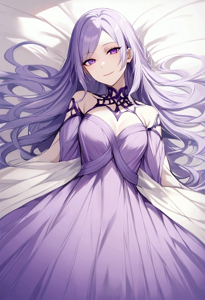 Kinera,Purple Dress,alone,View your viewers,Captivating smile,Lie in,~ side,