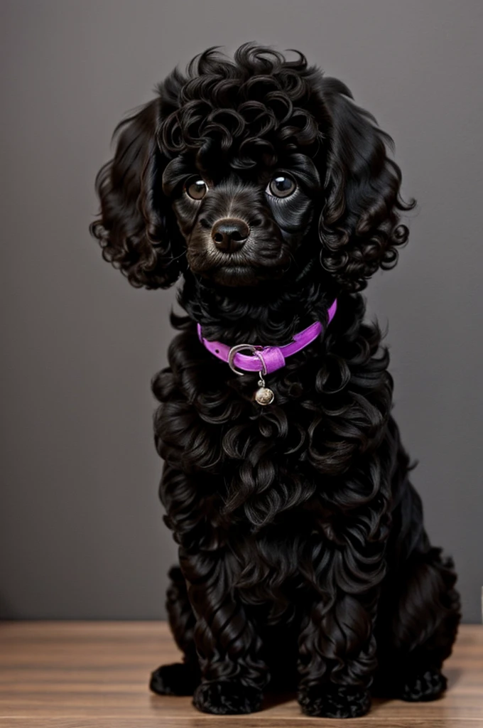 Crea una mascota color negro rasa toy poodle
