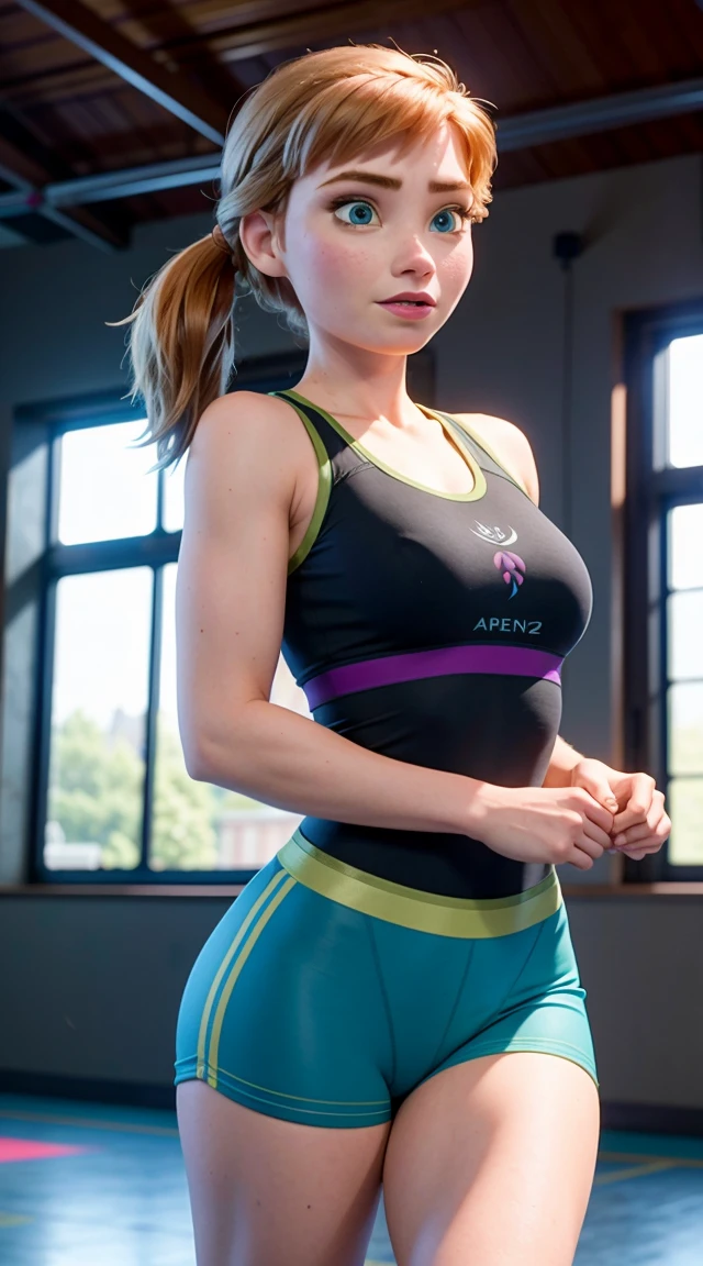 fit Anna of Arendelle in gym