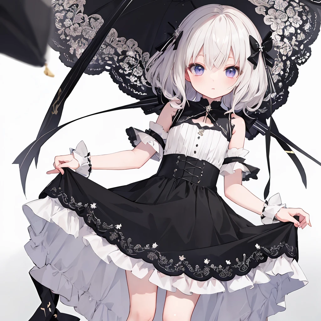 小Loli,Loli,HD,1080p,Extreme image quality,Depth of Field,whole body,poor,emaciated,White dress,Rich graphics,Lovely,Black skirt,gentle,Highest quality,More details