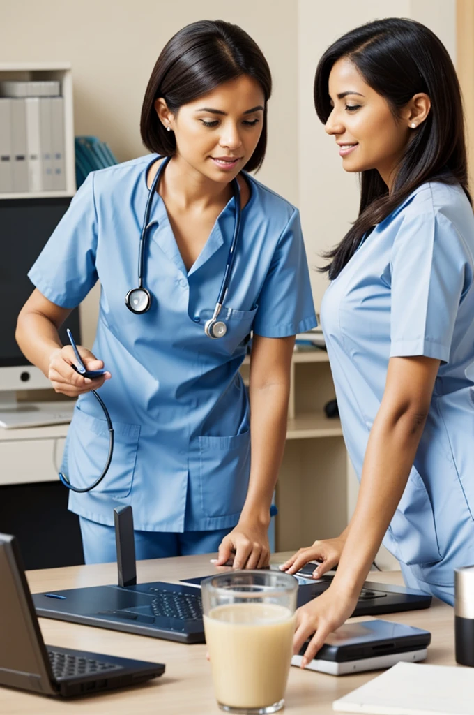 A psychologist who is assisting a nurse through his computer or cell phone