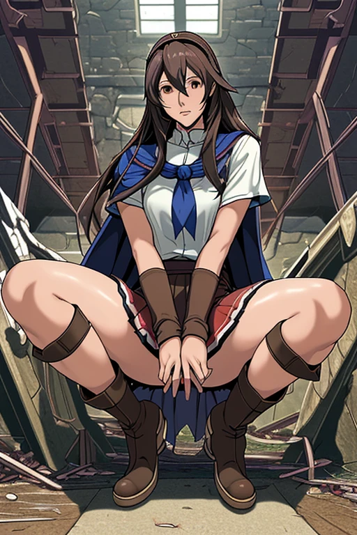 (masterpiece, Highest quality), Browsing Caution, Crouched posture,Spread your legs wide, Micro Panties,Mature Woman,23 years old, Brown Hair, Long Hair,A woman in a costume with a cape and boots, ((Under the skirt:1.5)),Fantasy, In an abandoned castle, RPG Portrait Full Body, female Anime characters, JRPG Characters art, Lucina from Fire Emblem, I was the point, Anime characters, best Anime characters design, Full body RPG portrait, JRPG Characters, Anime full body illustration