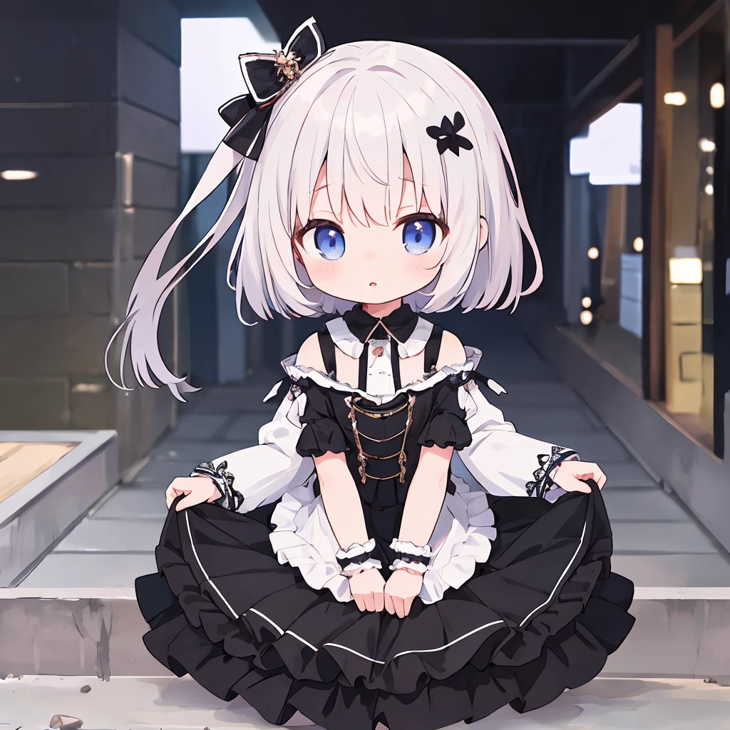 小Loli,,HD,1080p,Extreme image quality,Depth of Field,whole body,poor,emaciated,White dress,Rich graphics,Lovely,Black skirt,gentle,Highest quality,More details