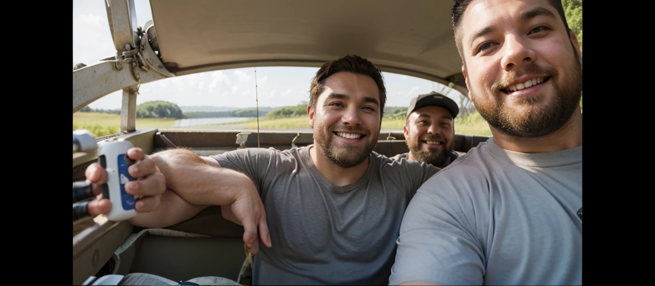 Two brothers going to fishing, fat, bearded, smile, meme