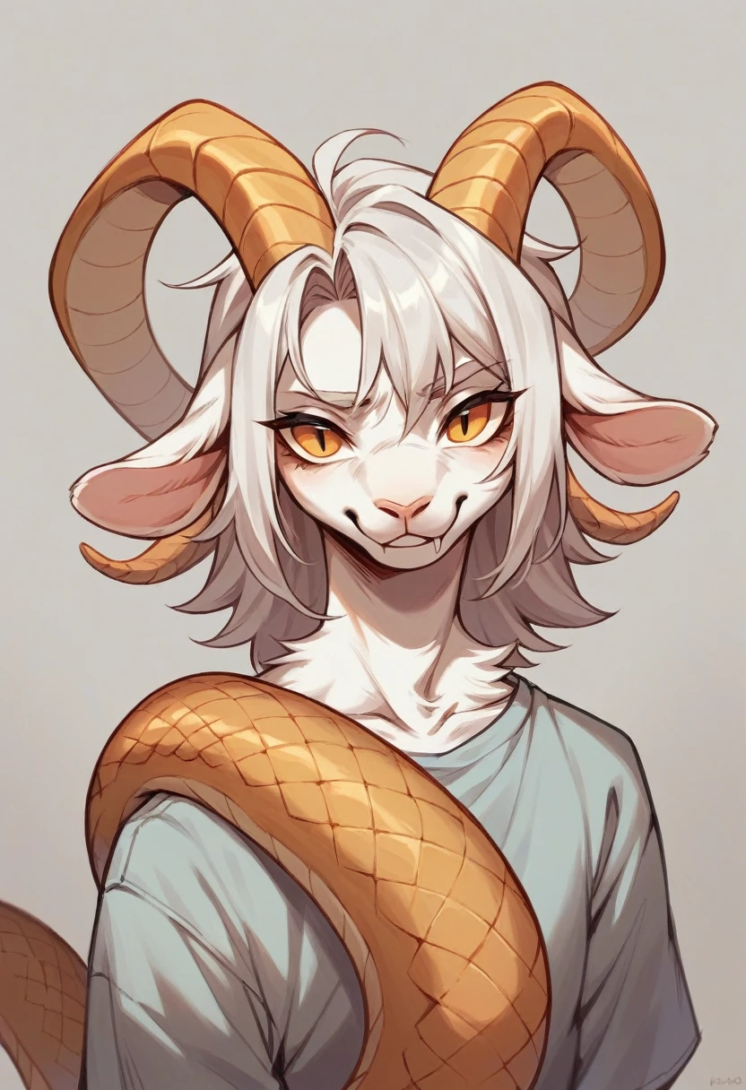 Draw a goat with the face of a snake 
