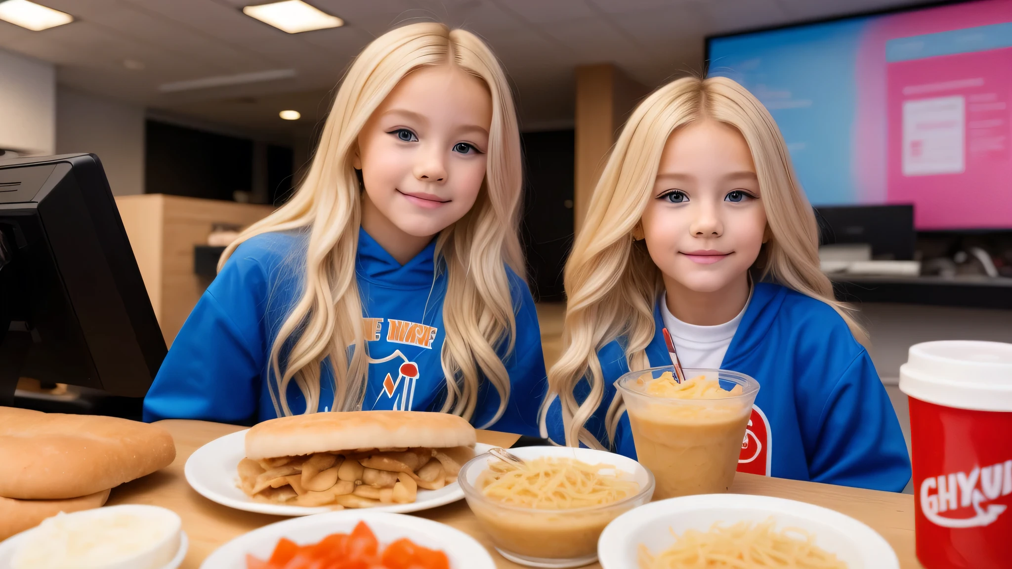 Blonde kids trying to work honestly to support their gluttony now that they've lost the relationship, Sammy granulado, que roubaria seus produtos antigos da padaria.