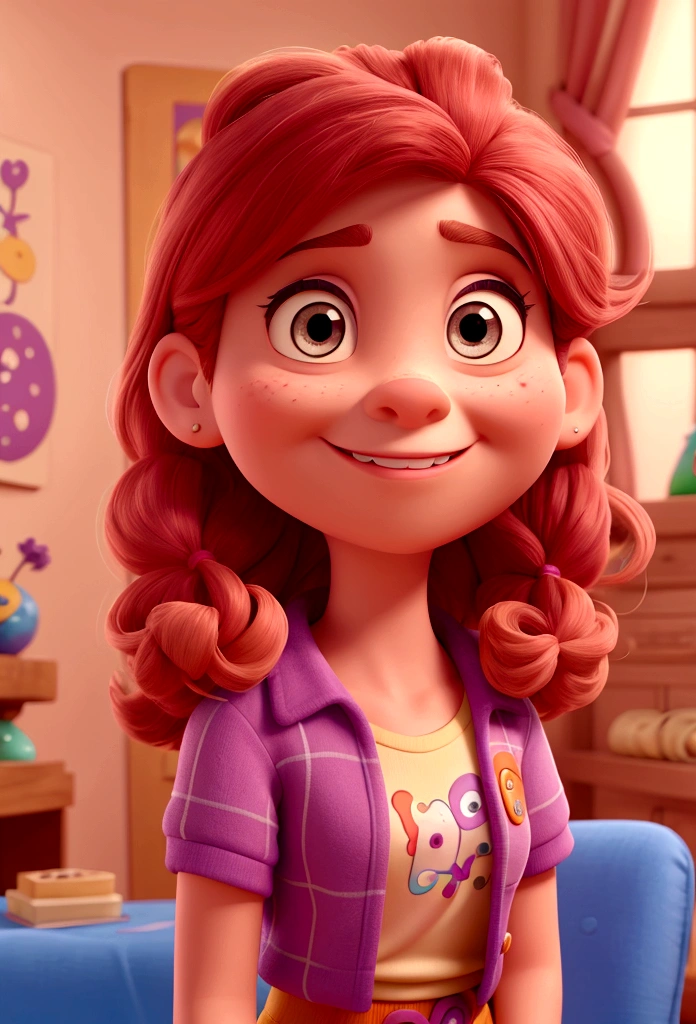 DISNEY-PIXAR, CHICA GUAPISIMA CON PELO LARGO RIZADO Y CON UNIFORME GRANATE QUE ES TERAPEUTA OCUPACIONAL