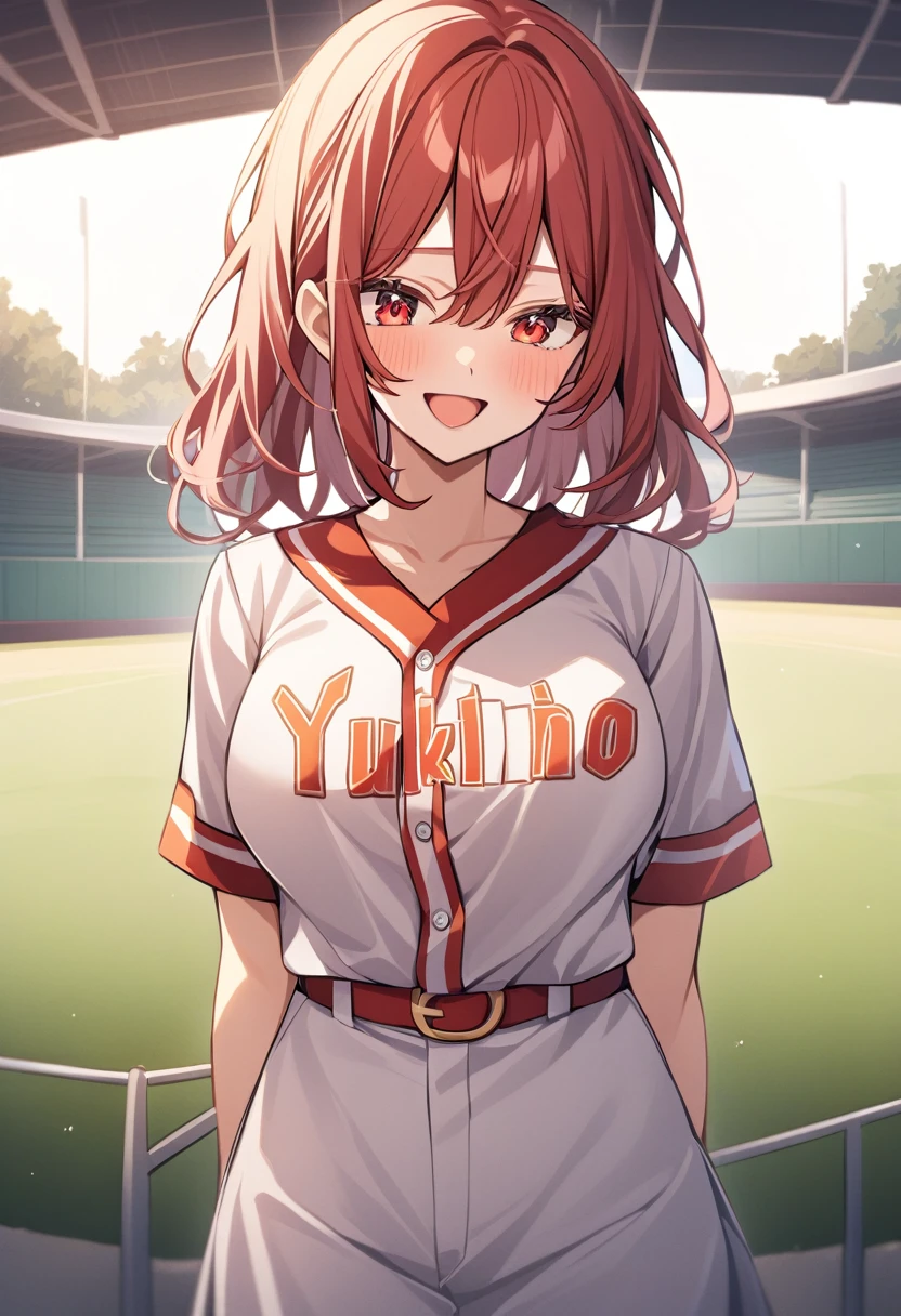 /*quality*/
masterpiece, best quality,detailed,
BREAK,
/*figure*/
1girl,((((((((yukinoshita_yukino)))))))),
BREAK
/*system*/
glamorous,tall,large breasts,
BREAK
/*Hair Type*/
straight hair,
BREAK
/*Hair length*/
very short hair,
BREAK
/*Hairstyle*/
blunt bangs,
BREAK
/*Hair Color*/
red hair,
BREAK
/*eye*/
beautiful eyes,red eyes,
BREAK
/*expression*/
{smile | light smile | cheerful | laughing | seductive smile},
BREAK
/*Costume*/
baseball uniform,
BREAK
/*Pause*/
arms behind back,
BREAK
/*angle*/
upper body,
BREAK
/*background*/
in high school,(sports ground:1.2),
BREAK
/*Brightness*/
sunlight,