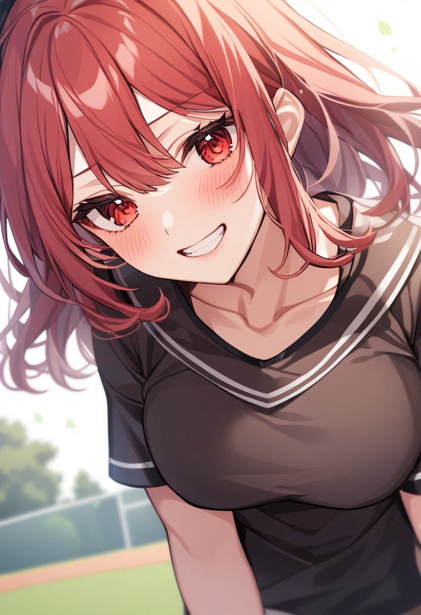 /*quality*/
masterpiece, best quality,detailed,
BREAK,
/*figure*/
1girl,((((((((yukinoshita_yukino)))))))),
BREAK
/*system*/
glamorous,tall,large breasts,
BREAK
/*Hair Type*/
straight hair,
BREAK
/*Hair length*/
very short hair,
BREAK
/*Hairstyle*/
blunt bangs,
BREAK
/*Hair Color*/
red hair,
BREAK
/*eye*/
beautiful eyes,red eyes,
BREAK
/*expression*/
{smile | light smile | cheerful | laughing | seductive smile},
BREAK
/*Costume*/
baseball uniform,
BREAK
/*Pause*/
arms behind back,
BREAK
/*angle*/
upper body,
BREAK
/*background*/
in high school,(sports ground:1.2),
BREAK
/*Brightness*/
sunlight,