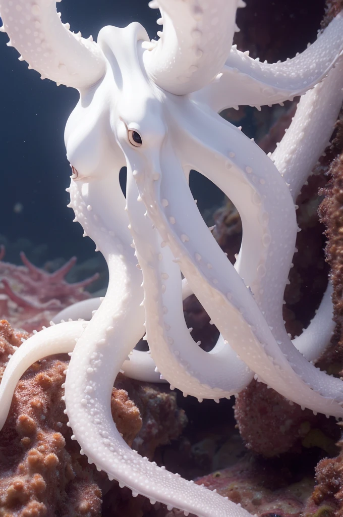 White octopus with spines around its tentacles
