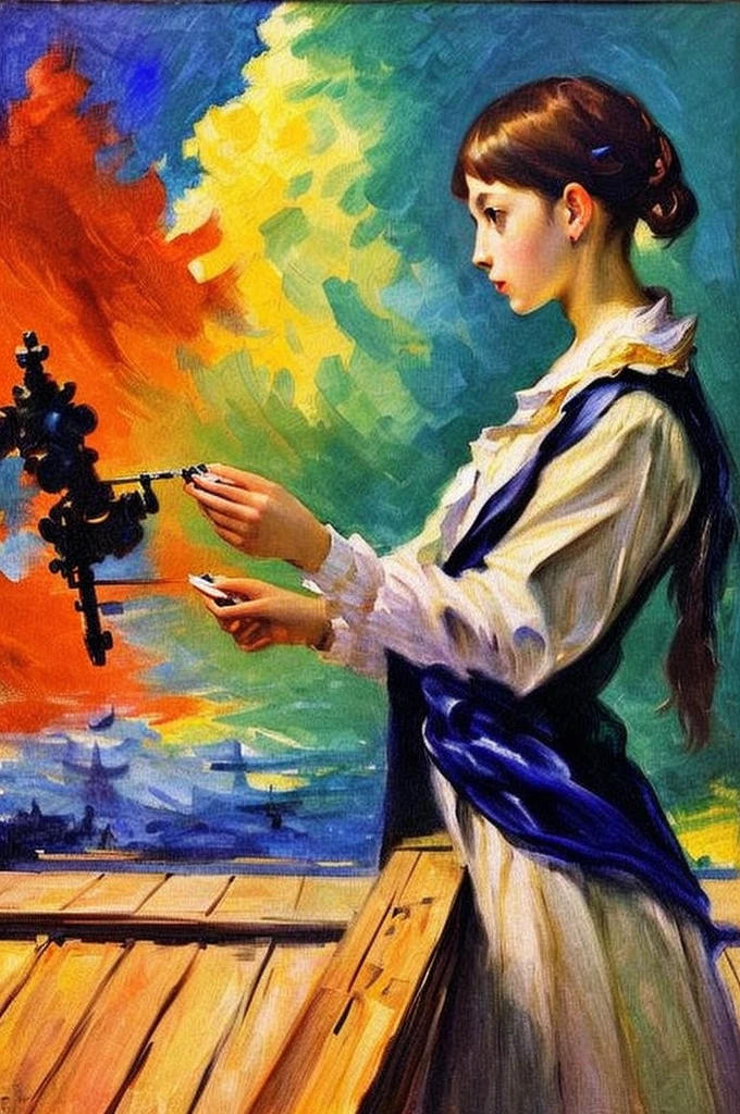 ((shoulder view)): [Young An attractive bandit girl with an occluder on her eye ((style by El Greco/Tomas Mann/John Constable!)!) baroque::20]:BG[Nebula IC434 crimson/liliac] (Art by Slawomir-Maniak), Lush watercolor palette canvas/acrylic, Intricate, Extreme detailing, Complex key, ((Single Shot)), ((Best Quality)), ((Masterpiece)) , ((perspective)), (IDEAL body), 8K, impressionism: 0.2 Обои Full HD