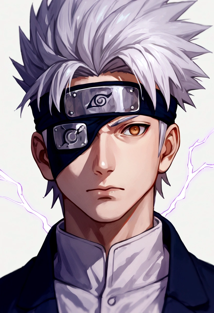 score_9, score_8_up, score_7_up, score_6_up, score_5_up, score_4_up, BREAK, source_anime, 1boy, Hatake Kakashi, "NARUTO", (forehead protector cover one eye), (Eye Patch, eye mask), chidori, electricity, electrokinesis, energy, IncrsPunchMeme, incoming punch, blue sky, meadow, forest, trees, blurry background, solo, male focus, jacket, black gloves, fingerless gloves, vest, long sleeves, grey hair, spiked hair, ninja, art by fumihiko (fu mihi ko) and kairunoburogu, anime screenshot, anime screencap, anime coloring, dramatic composition, cinematic lighting, (masterpiece, best quality, Professional, perfect composition, very aesthetic, absurdres, ultra-detailed, intricate details:1.3)