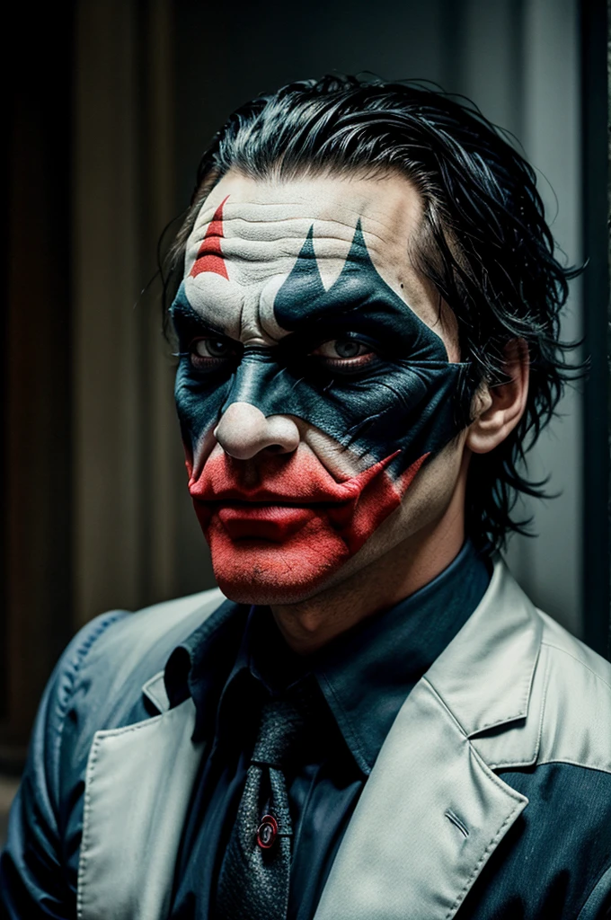 a batman villain,He is a boy with light skin and black hair wearing black and purple jester clothes.,His face is painted white and his eyes and mouth are made of very sinister black paint.,He is the son of Harley Quinn and the Joker