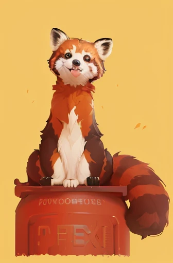 a cartoon red panda sitting on top of a fire hydrant, red panda on a propaganda poster, in style of disney zootopia, disney stylized furry, in style of zootopia, furries wearing tails, inspired by Marten Post, fox as a monkey, inspired by Zhu Da, inspired by Chip Zdarsky, anthropomorphic racoon
