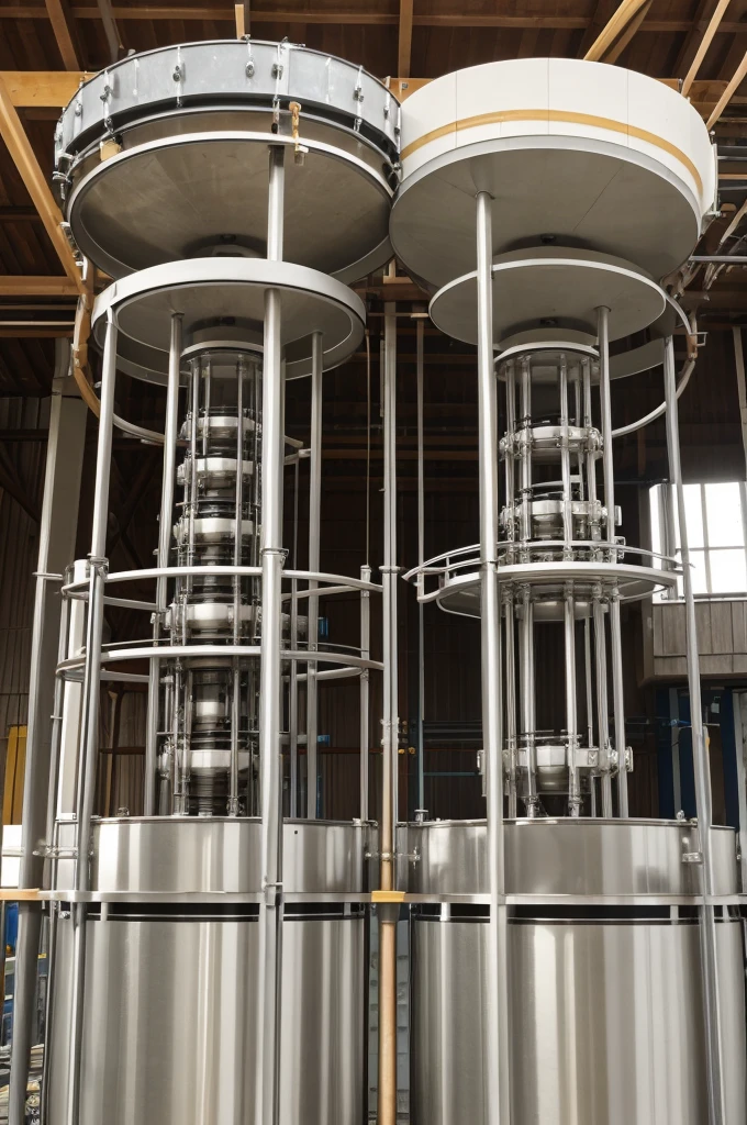 Create two cylindrical shapes with slightly different diameters. The upper drum should be slightly larger than the lower drum.
Position the upper drum above the lower drum and connect them with vertical tubes. These tubes will represent the water walls that generate steam.