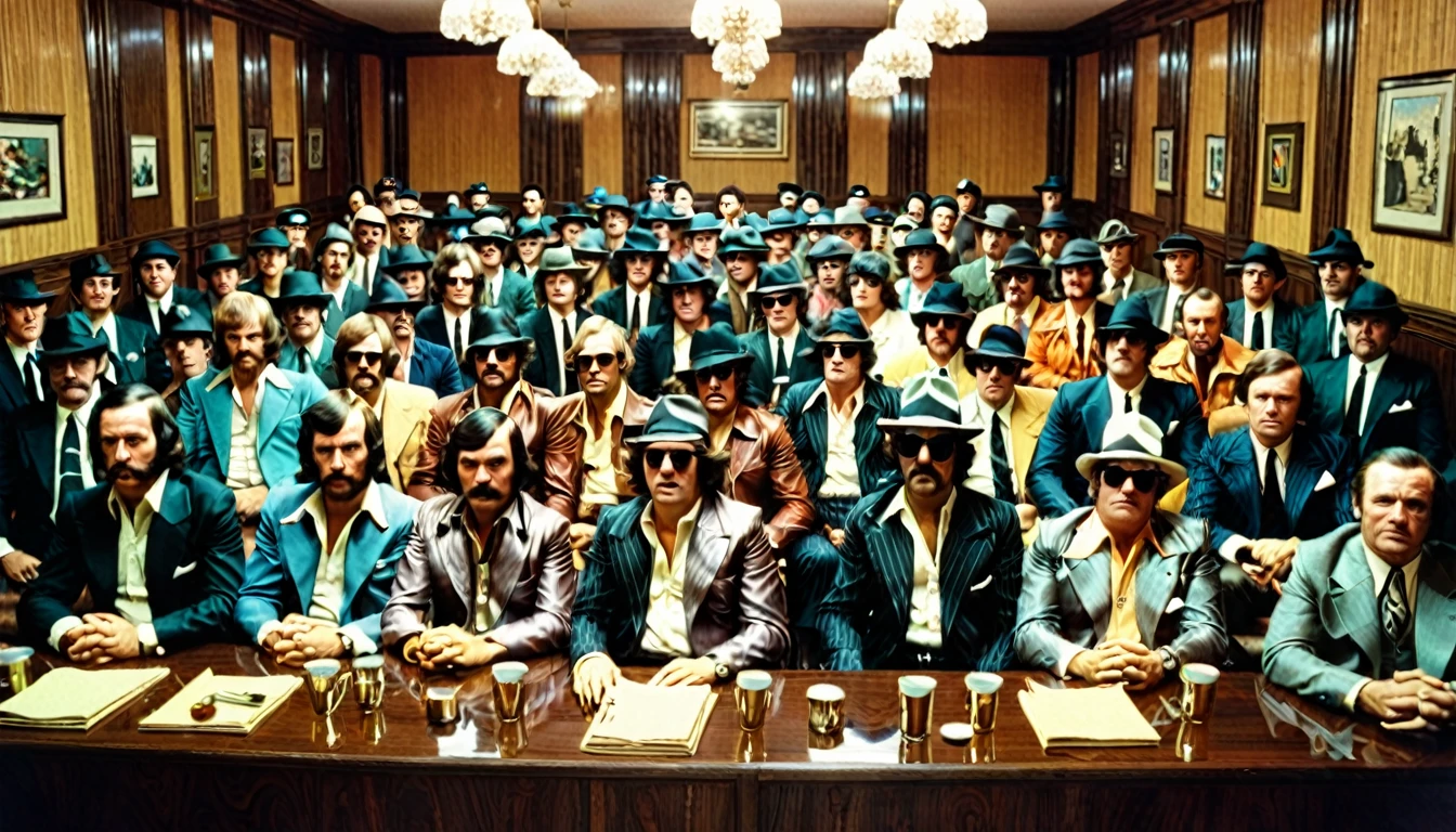 1970s photo of a room full of gangsters