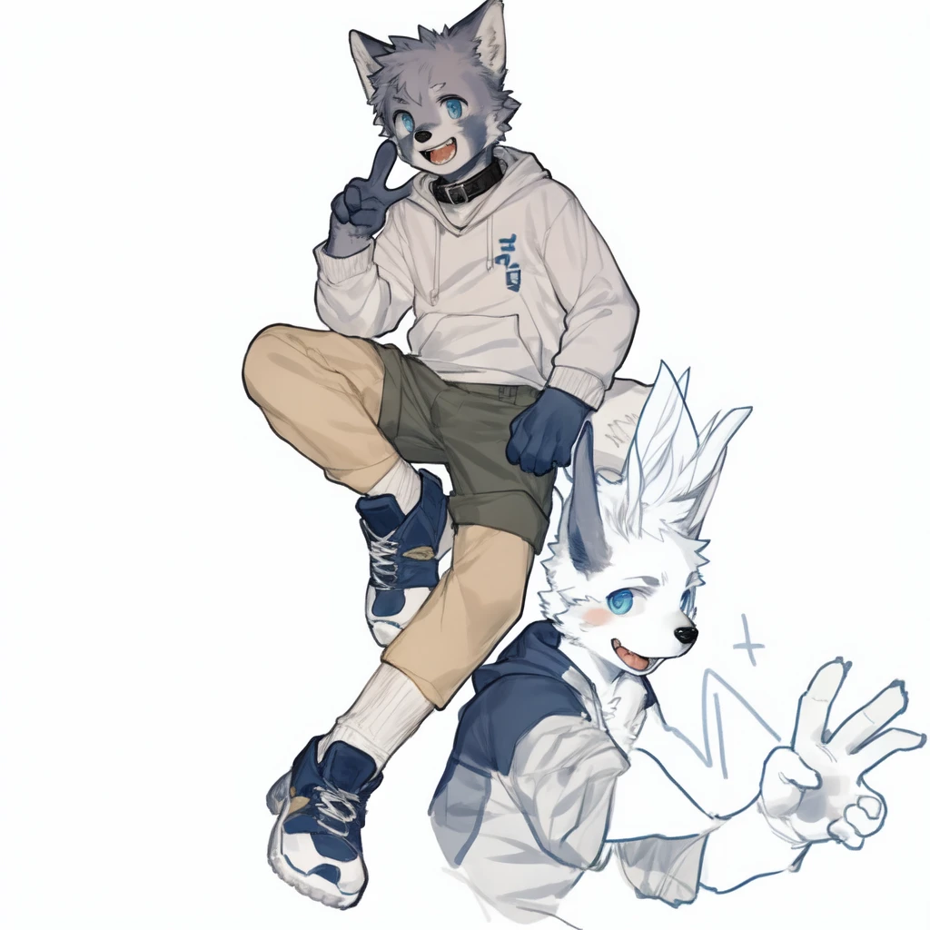 ((From milkytiger1145,author:dendryte axxon)),
hairy,Beast field,anthropology,
Smile,((teeth)),((Laughing)),(((open mouth))),
Delicate eyes,absurd Delicate eyes,
permanent,(Front view:1.2),(((V Sign))),5 fingers,
(young people,Handsome,Big eyes),
( Male wolf),Long, thin wolf ears,(Dark brown ears),(White mouth and black nose:1.3),White muzzle,(Blue and white hands:1.2),
Modern city at night,Medium shot,
rogue,(Three White),Hoodies & Shirts,Collar,
Looking at the audience,