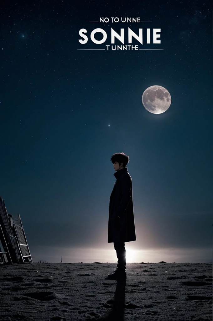 couverture d’album de kpop dans le genre lune/sombre/nuit intitulée « no tomorrow » avec un style minimaliste et simple 