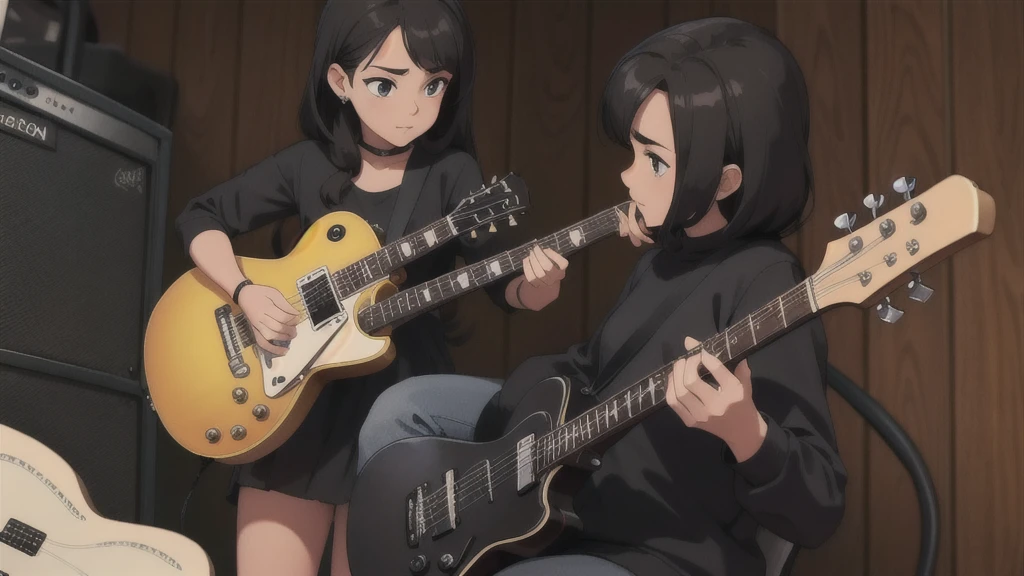 gato preto, em cima de uma guitarra , gibson sg