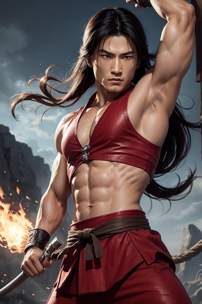 Chinese God, legend, China's Odyssey, handsome, blink, topless, muscle, Athlete's body, full frame, sexy, professional lighting, Hanfu costume, ancient chinese dress,to break out,Split your legs,chinese heaven background, Bulge under panties, Hanfu warrior, King Hanfu, Hanfu man, Hanfu Nobel, seduce, Sexual appeal,Separate your legs slightly.,Open the bottom,Long, large convex crotch,The crotch is big and long and beautiful.,
