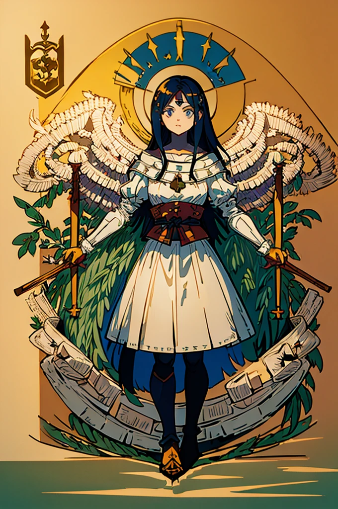 flagmaker, medieval knight group, the flag representing Crucifixus, Experrectus, Reanimatus or The Crucified, The Awakened, And The Reanimated.