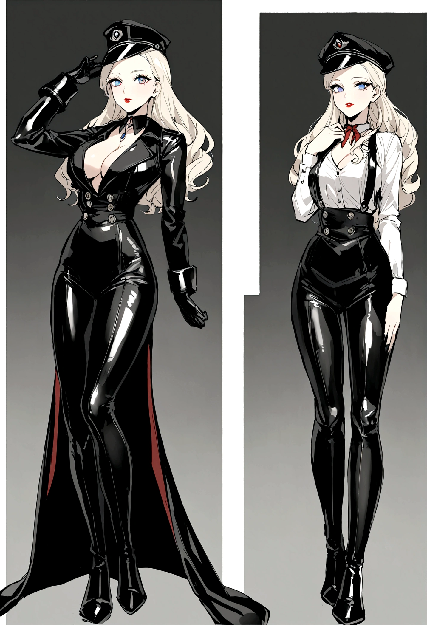 Masterpiece, Japanese manga master work, grayscale, monochrome sketch, sketch art, freehand ink art, bold brush strokes, brilliant creativity, 1girl, full body, white hair, delicate facial features, glowing eyes, uniform, E cup, long legs, parted lips, full body details, anime beauty, realistic night, realistic full body light and shadow, hazy light, fantasy world