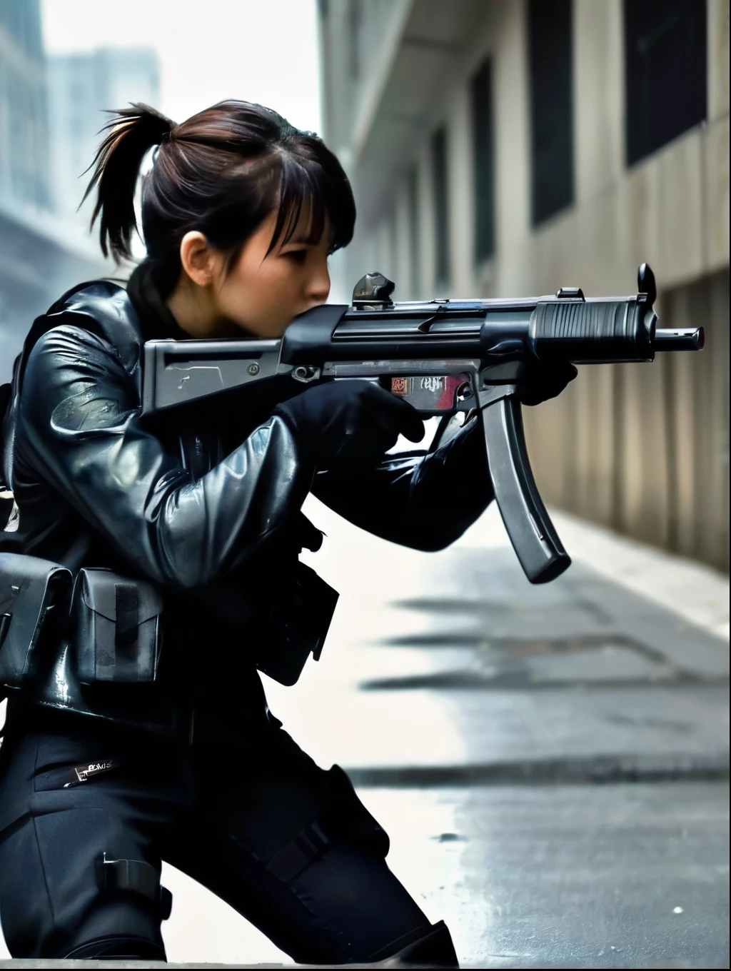 police woman in post apocalyptic city, holding mp5, aiming mp5, hkmp5
by Brandon Anschultz, shinkawa youji (strange but extremely beautiful:1.4),(masterpiece, best quality:1.4)
