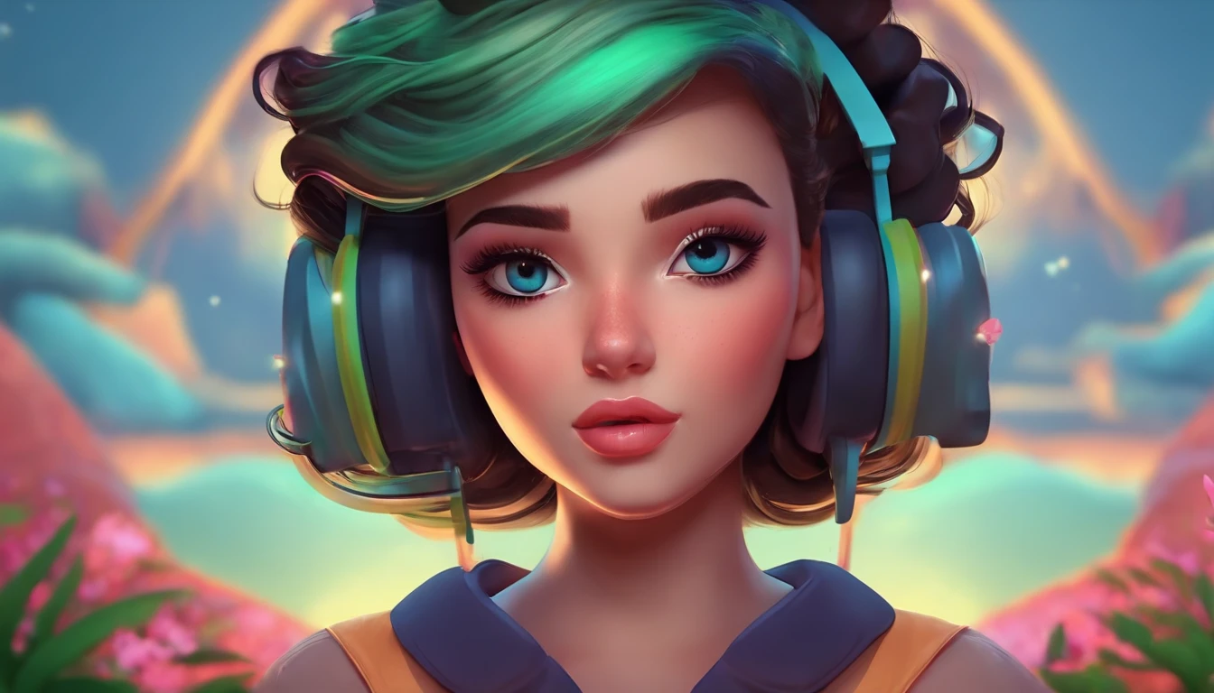 An image for a girl's face in a 3d animated style for a lofi YouTube channel