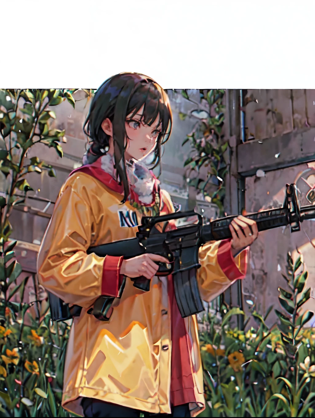 (masterpiece, best quality:1.2), solo, 1girl, using an m16a2