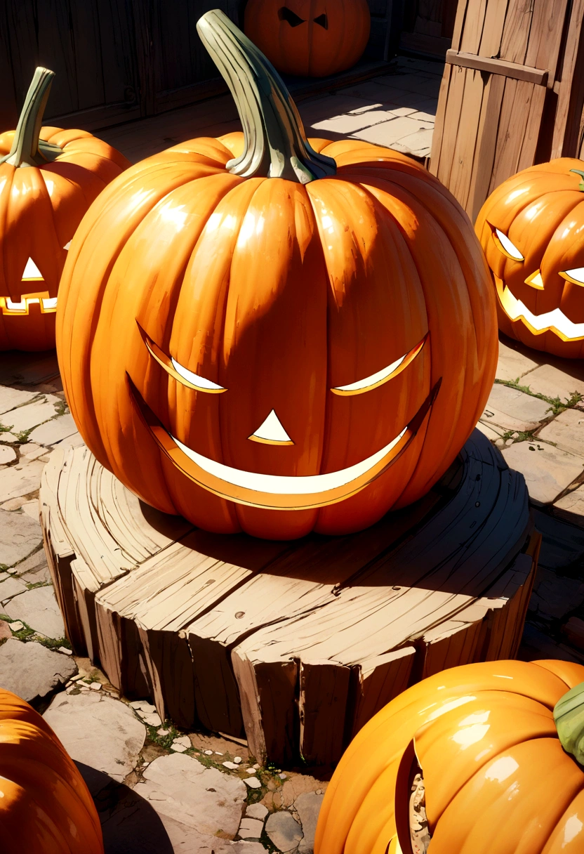 A pumpkin with a happy face