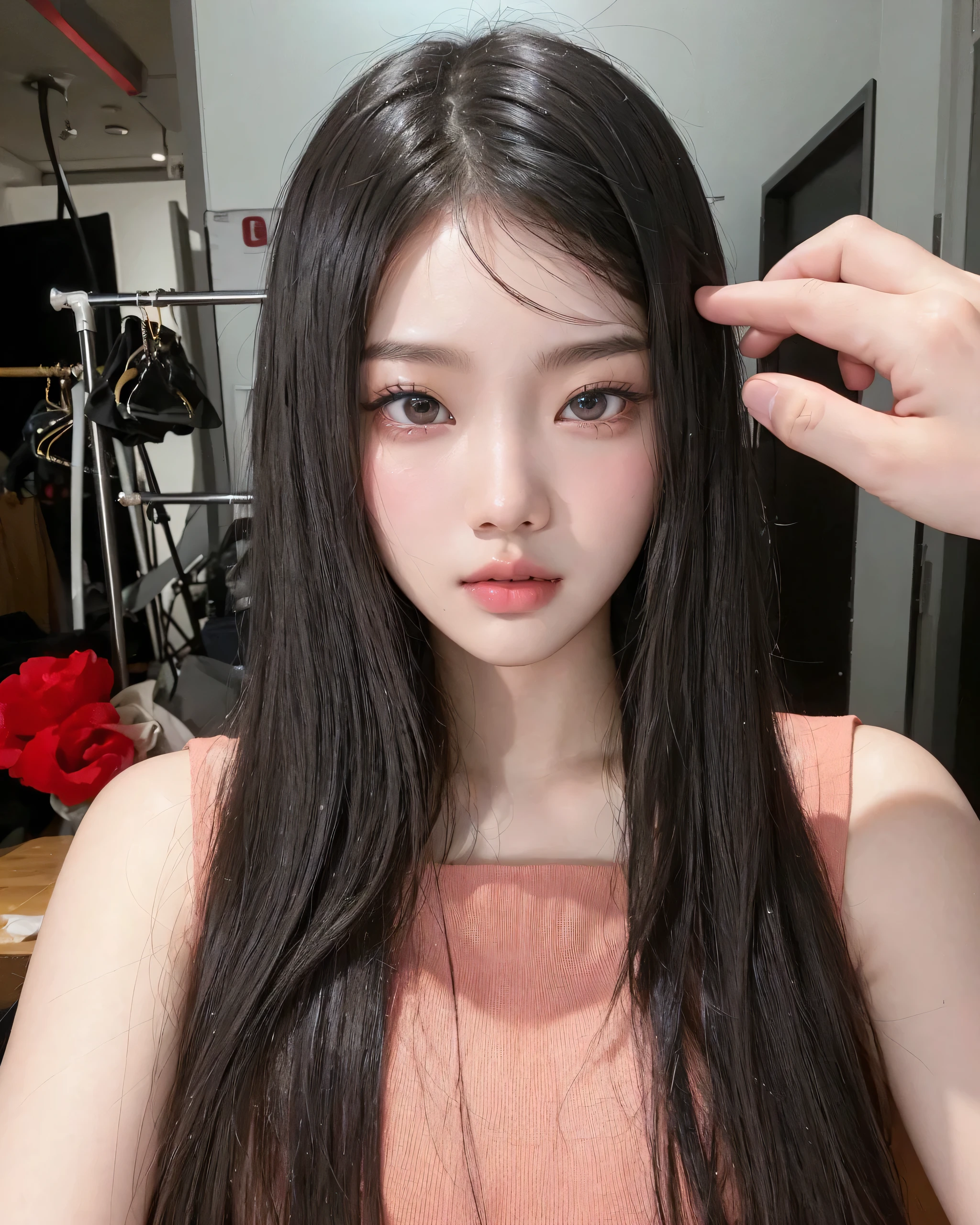 there is a woman with long hair that is looking at the camera, jaeyeon nam, jinyoung shin, ulzzang, blackpink jennie, the hime cut, heonhwa choe, lee ji-eun, lee ji - eun, wan adorable korean face, park ji-min, bae suzy, sha xi, taejune kim, seseon yoon