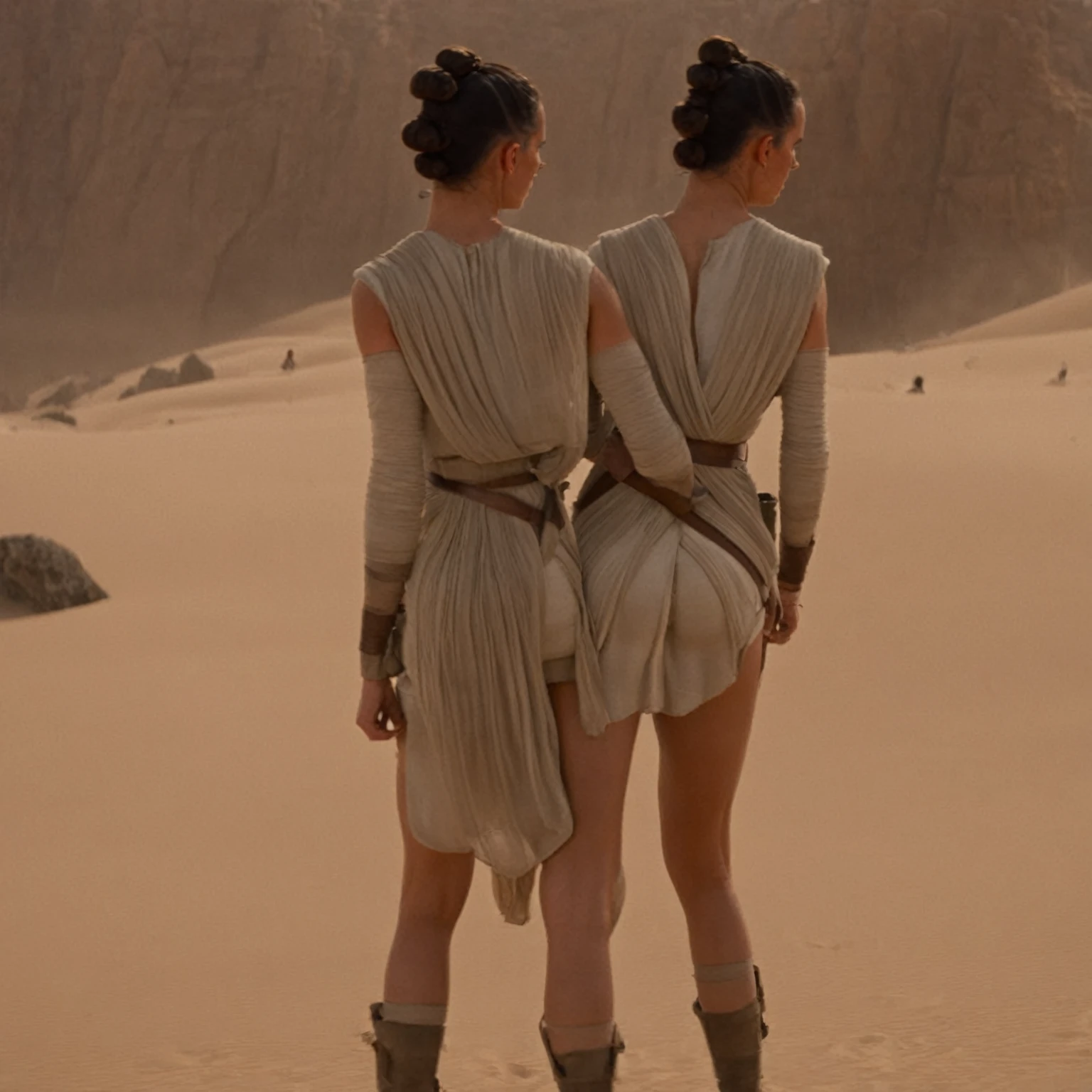 cinematic film still rey, scavenger, highly detailed, high budget Hollywood movie by barry jenkins, she is showing her very small ass, nsfw