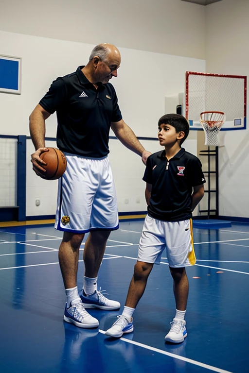 padre e hijo jugando basquet