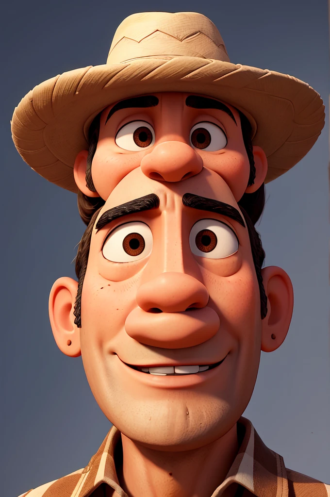 Anciano malvado serio con cara cuadrada  y sombrero