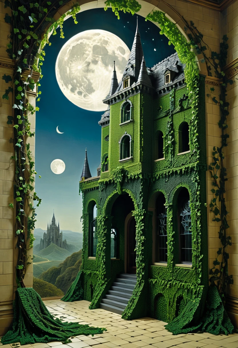 I have scanned the vast ivy-clad palace, I have trod its untenanted lego hall, Where the lego moon rising up from the valleys Shows the tapestried things on the wall; Strange lego figures discordantly woven, that I cannot endure to recall, 8k, masterpiece, brilliant composition, lady goth tights, by beksinski, david lachappelle, stephen gammell,