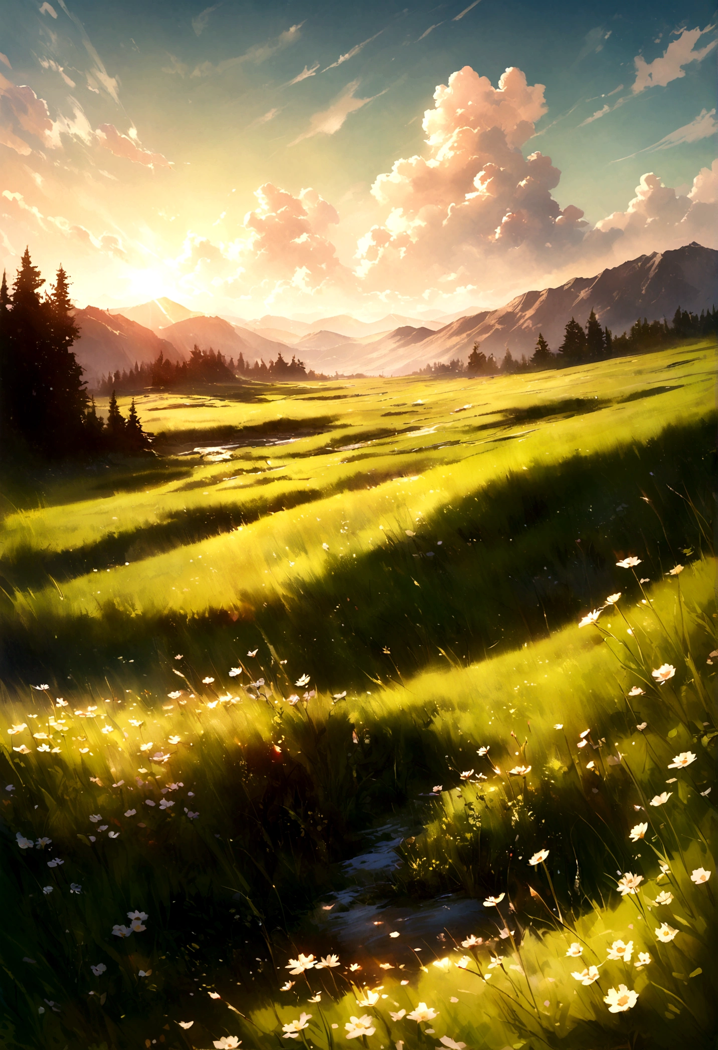 Realistic grasslands painting