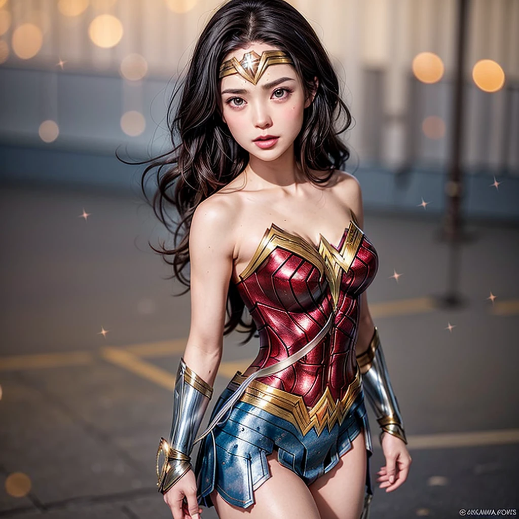 High-level, 8K Masterpiece TopQuality, Ultra-detailed CG, Absurd detailed wallpaper, PerfectLighting, Extremely detailed (((Personifying " Sexy Wonder Woman " as a KAWAII Girl))), Characteristic Items, aesthetic LifeLike Rendering, MysticSight,
Haze Tyndall Scattering, (Studio GRAY Background with (Oodles Dazzling RainbowColorParticles (BokeH))), (((Assfocus)) RoundlyButts ThighGap), (Exposed:0.8) NSFW 🔞 BREAK (Acutance:0.9), (NOGIZAKA FaceVariations) Extremely Detailed very KAWAII FaceVariations, Childish CaptivatingGaze ElaboratePupils Detailed Eyes with (SparklingHighlights:1.28), (Voluminous LongEyelashes:0.88)、Glossy RedLips with beautiful details, CoquettishTongue, RosyCheeks, Radiant PearlSkin with Transparency, Glowing DowneyHair . { (Dynamic LifeLike expressions:1.4) | (:d) }, (large eyes:-1) .