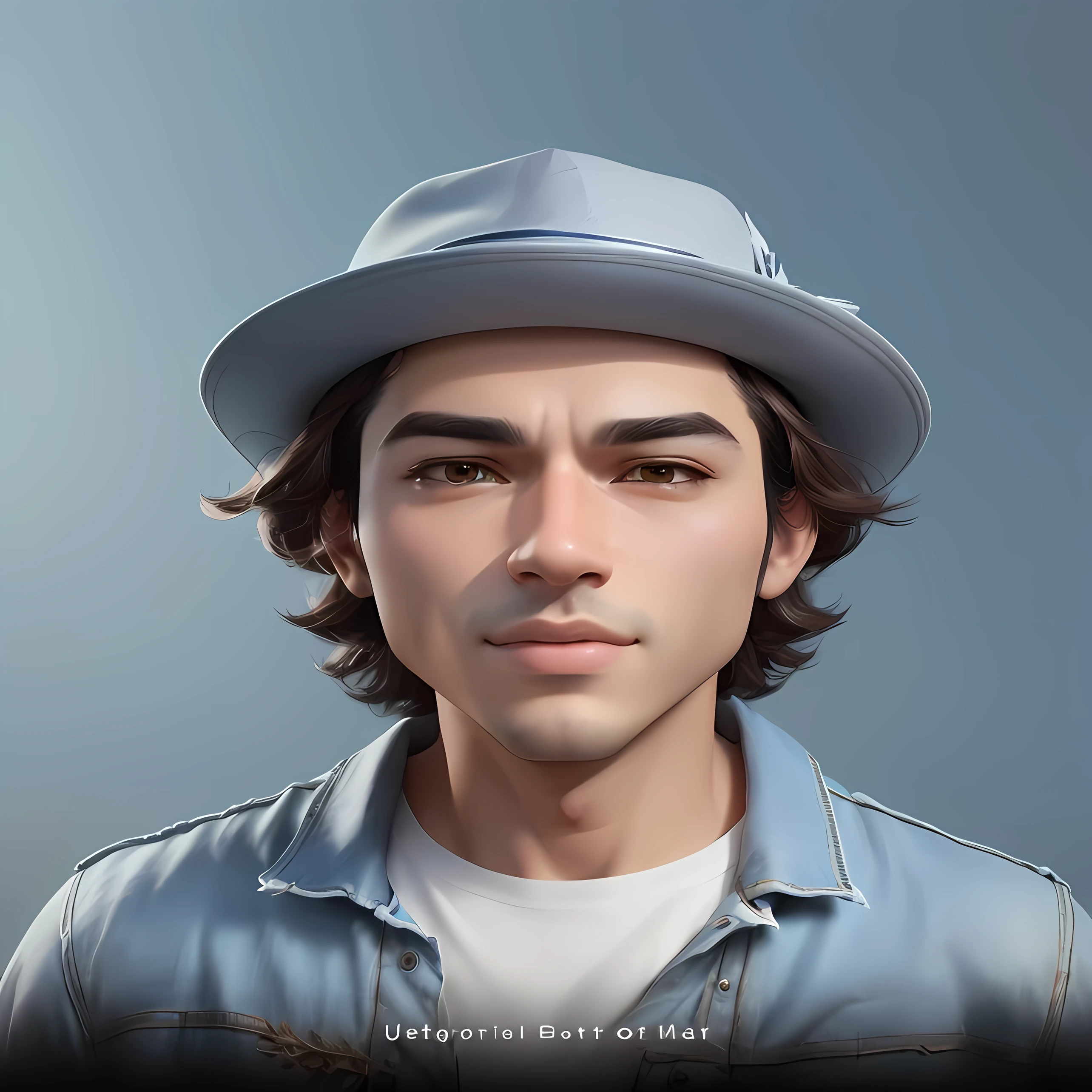 arafed image of a man wearing a hat and a white shirt, realistic studio portrait, digital art portrait, portrait of ultra realistic, realistic portrait photo, digital illustration portrait, photo realistic portrait, realistic digital illustration, digital portrait, photorealistic portrait, inspired by Rudy Siswanto, photo-realistic face, portrait digital art, realistic portrait, realistically rendered face,3D cartoon, animated, realistic