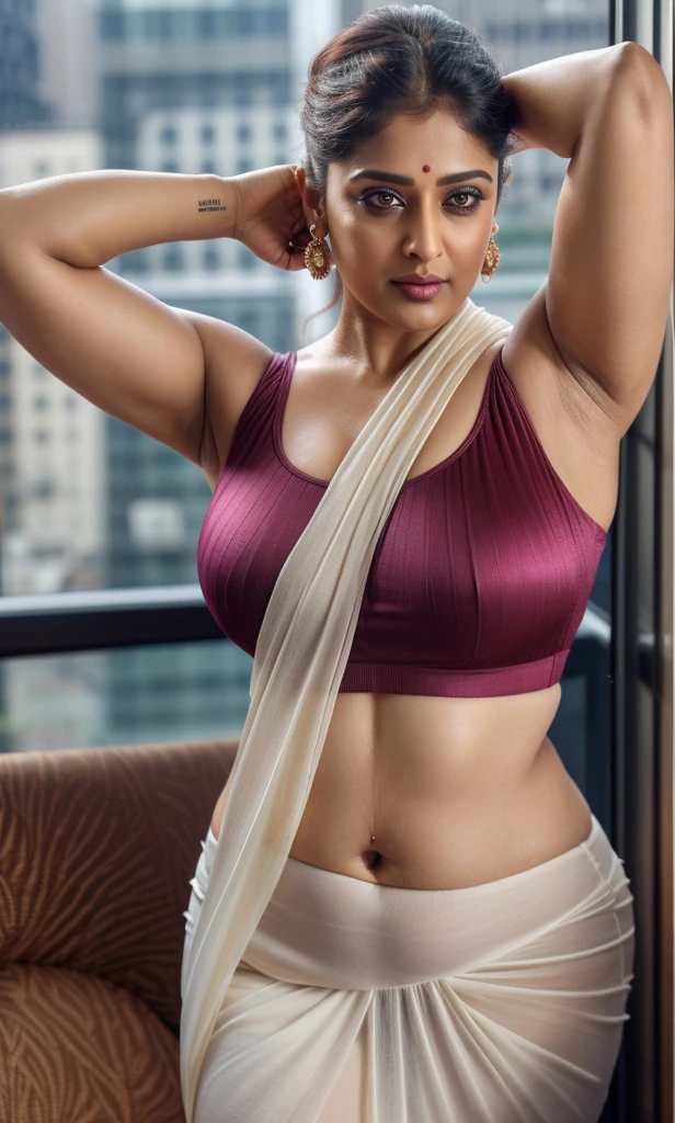 50yo mature MILF Anushka Shetty,((best quality)), ((masterpiece)), ((realistic)), eye kajal, eye liner, mascara, light red lips, curvy hot mommy figure, sensual Beauty, provoking body, extreme sweat, sweat soaked skin, slight stretch marks, alluring figure, bulging figure, thick charming lady, curvy, thick navel, full figured woman, eye kajal, massive breast, full body, styled hair, pierced eyes, female face,royal aura, trend on artstation , sharp focus, studio photo, intricate detail, very detailed, detailed eye, illustration, very detailed, sharp focus, digital render, professional, 4k