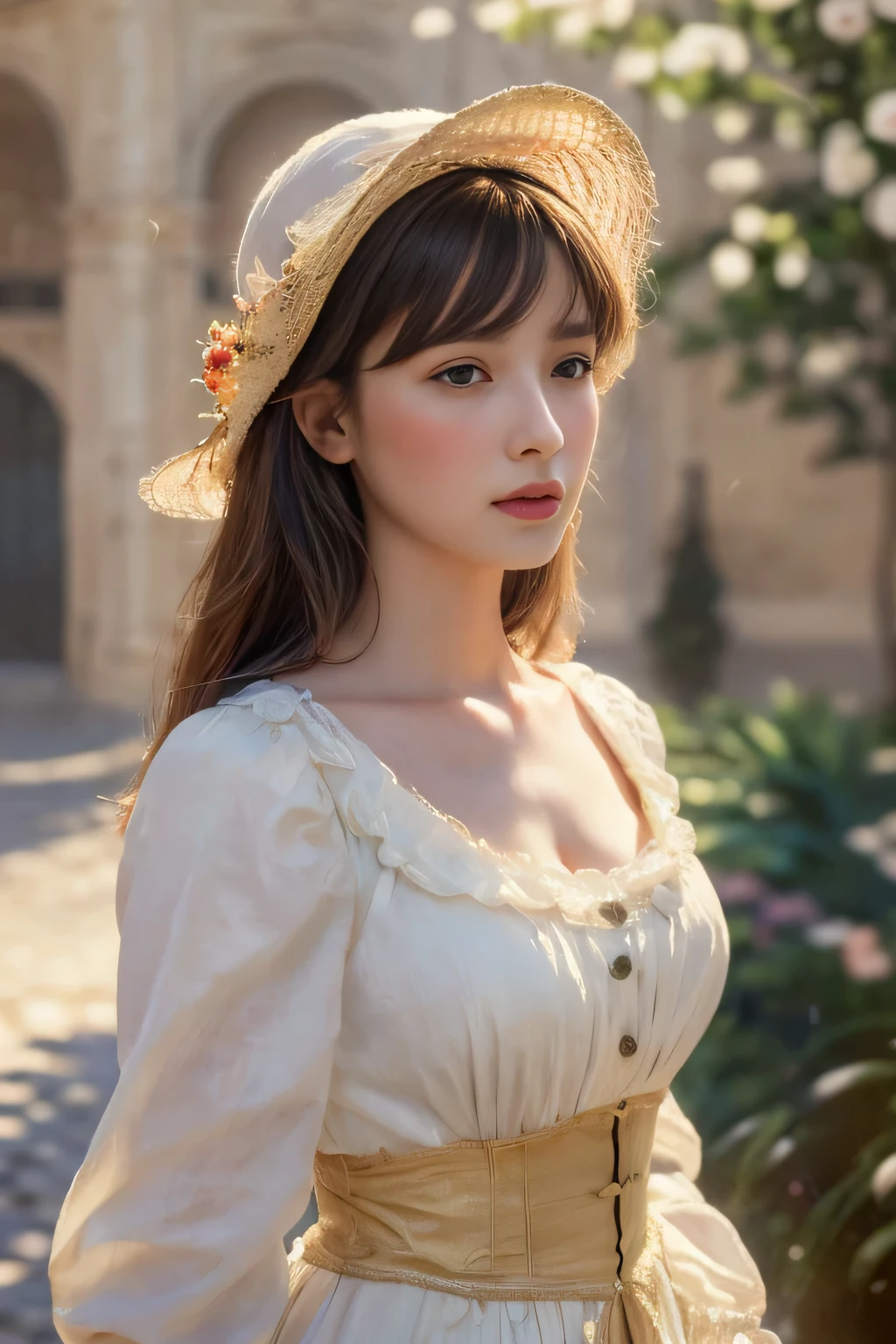 ((masterpiece:1.4, Highest quality)), (Realistic photos:1.4),
((1 girl)), (Otherworldly beauty), (dream-like),
(超High resolution:1.2), Very delicate and beautiful, wonderful, Very detailed CG Unity 8k wallpaper, Very detailed, High resolution,
Soft Light, Beautiful detailed girl, Very detailedな目と顔, Beautiful and detailed nose, Beautiful and detailed,
(Dressed in late 19th century French costume:1.3),
Cinema Lighting, Perfect Anatomy, Slender body, (Parted bangs),
(The world of impressionist paintings:1.5), (Impressionist light and colour),
Cowboy Shot